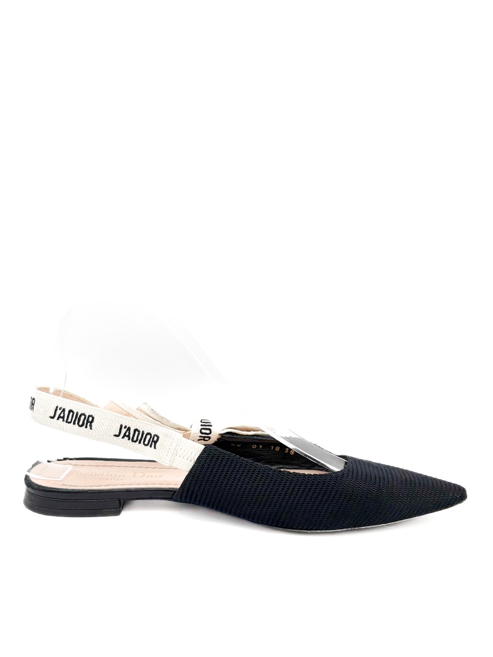 Christian Dior J’Adior Black Technical Fabric Slingback Flats Size 38 - Picture 2 of 8